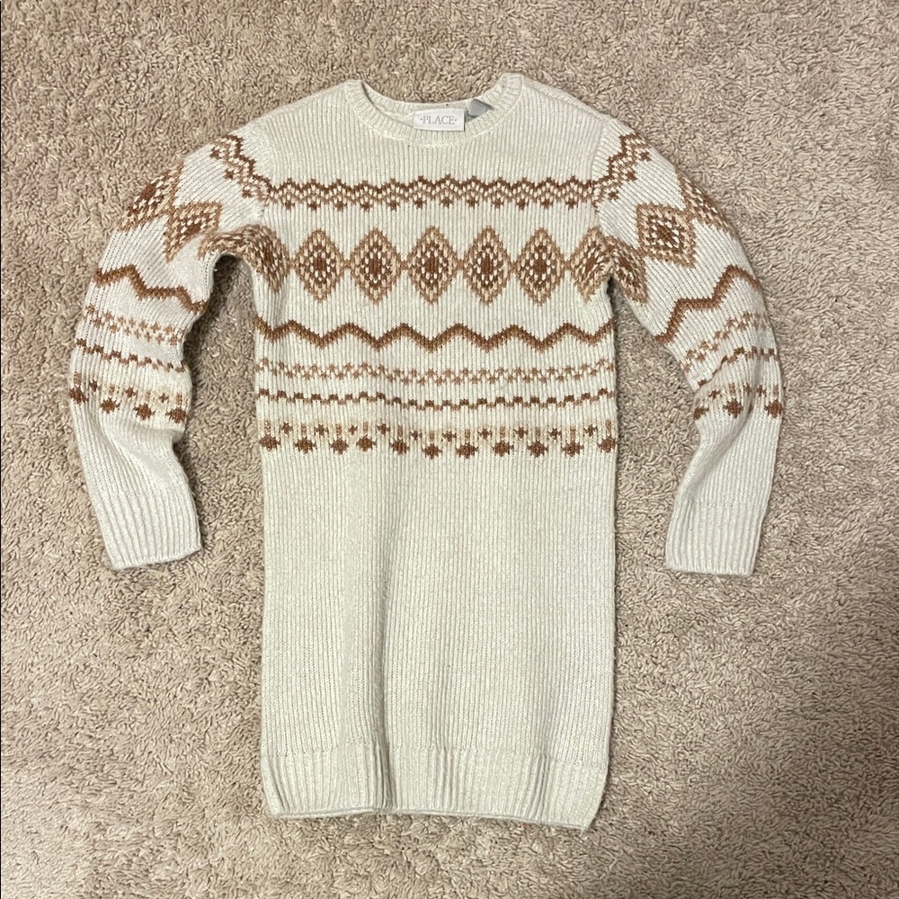 Children’s Place Cream and Brown Patterned Sweater